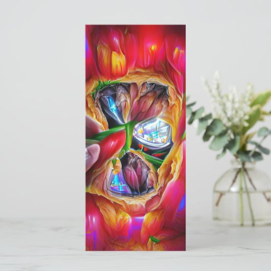 Levendige Abstracte Tulip Reflections Bladwijzer Menu (Staand voorkant)