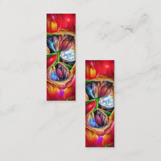 Levendige Abstracte Tulip Reflections Bladwijzer Mini Visitekaartje (Voorkant / Achterkant)