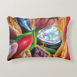 Levendige Abstracte Tulpenreflecties Accent Kussen