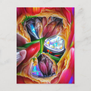 Levendige Abstracte Tulpenreflecties Briefkaart