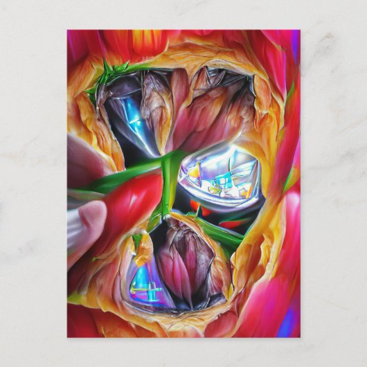 Levendige Abstracte Tulpenreflecties Briefkaart (Voorkant)