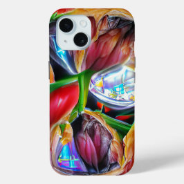 Levendige Abstracte Tulpenreflecties iPhone 15 Case
