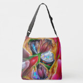 Levendige Abstracte Tulpenreflecties Crossbody Tas (Achterkant)