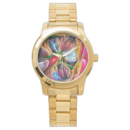Levendige Abstracte Tulpenreflecties Horloge