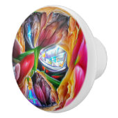 Levendige Abstracte Tulpenreflecties Keramische Knop (Rechts)