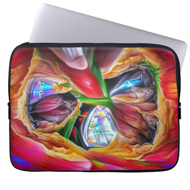 Levendige Abstracte Tulpenreflecties Laptop Sleeve (Voorkant)