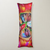 Levendige Abstracte Tulpenreflecties Lichaamskussen (Achterkant (Verticaal))