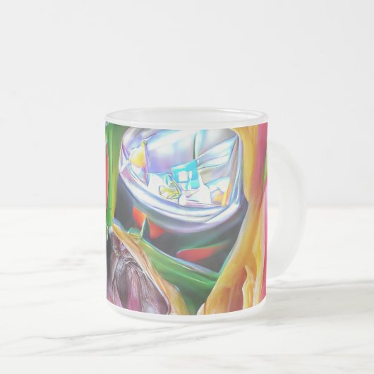 Levendige Abstracte Tulpenreflecties Matglas Koffiemok (Voorkant rechts)