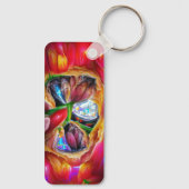 Levendige Abstracte Tulpenreflecties Sleutelhanger (Achterkant)