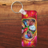 Levendige Abstracte Tulpenreflecties Sleutelhanger (Voorkant)