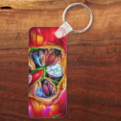 Levendige Abstracte Tulpenreflecties Sleutelhanger (Achterkant)