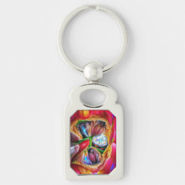 Levendige Abstracte Tulpenreflecties Sleutelhanger