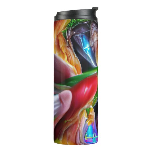 Levendige Abstracte Tulpenreflecties Thermosbeker (Gedraaid links)