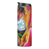 Levendige Abstracte Tulpenreflecties Thermosbeker (Geroteerd rechts)