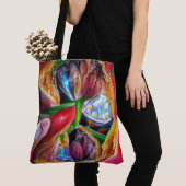 Levendige Abstracte Tulpenreflecties Tote Bag (Dichtbij)