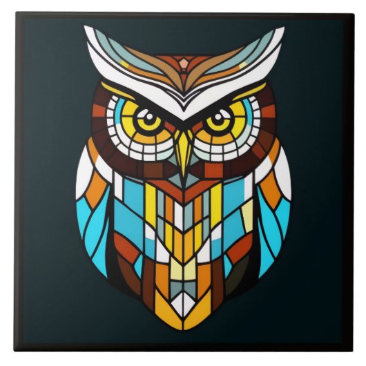 Levendige abstracte uil tegeltje (Voorkant)