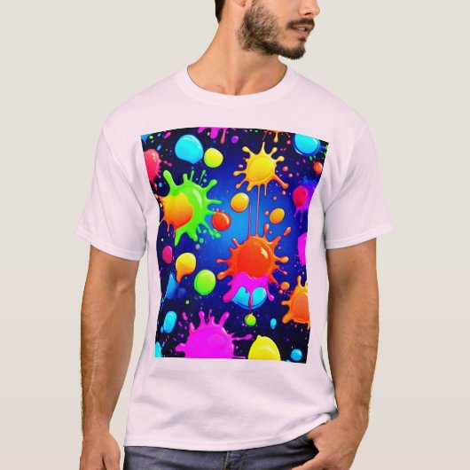 Levendige Abstracte verfexplosie T-shirt (Voorkant)