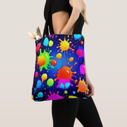 Levendige Abstracte verfexplosie Tote Bag (Dichtbij)