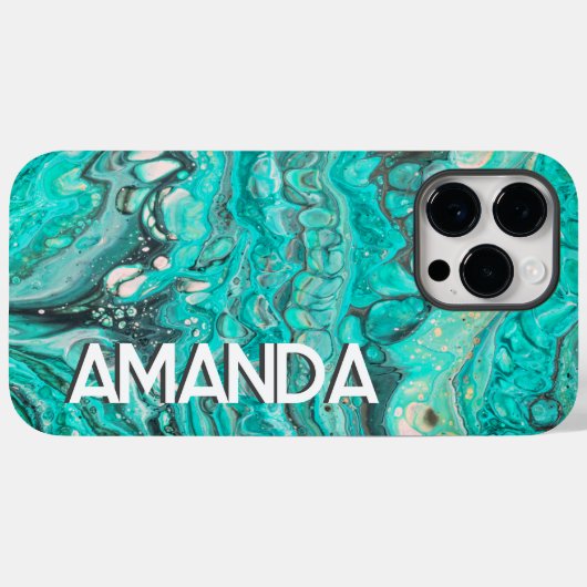 Levendige Abstracte verfstroom Blauwgroen groene a Case-Mate iPhone Case (Achterkant (horizontaal))