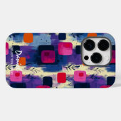 Levendige Abstracte vierkanten met gepersonaliseer Case-Mate iPhone Case (Achterkant (horizontaal))