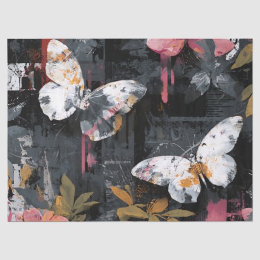Levendige Abstracte Vlinder Vlucht (3) Tissuepapier (Voorkant)
