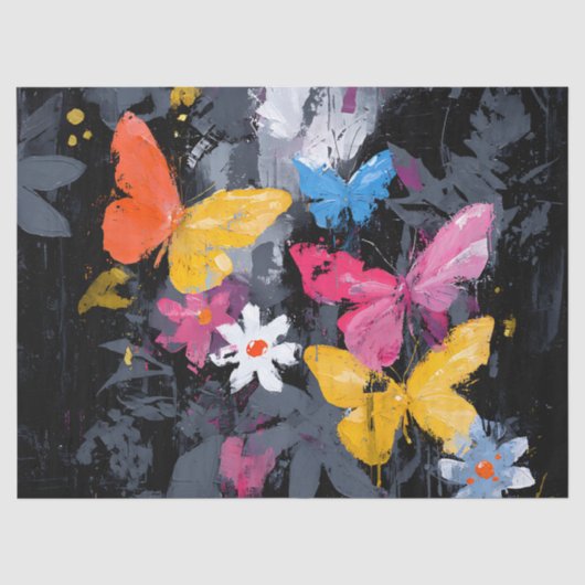 Levendige Abstracte Vlinder Vlucht (5) Tissuepapier (Voorkant)