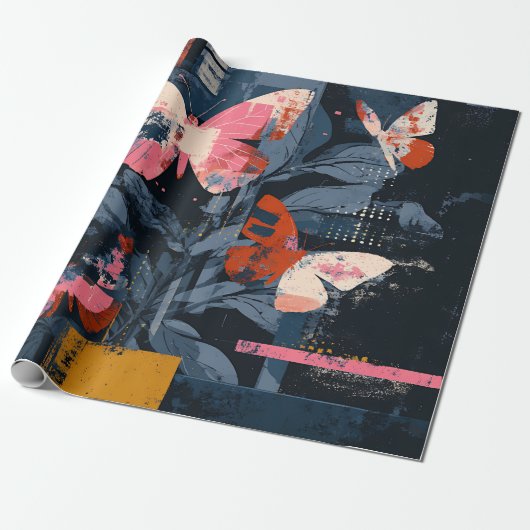 Levendige Abstracte Vlinder Vlucht (6) Cadeaupapier (Uitgerold)