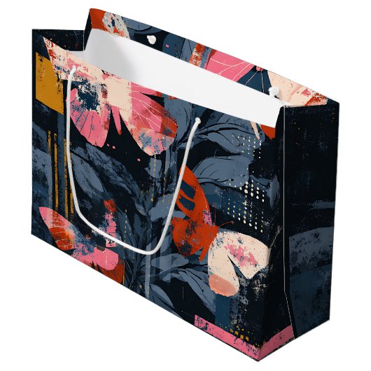 Levendige Abstracte Vlinder Vlucht (6) Groot Cadeauzakje (Voorkant Gekanteld)