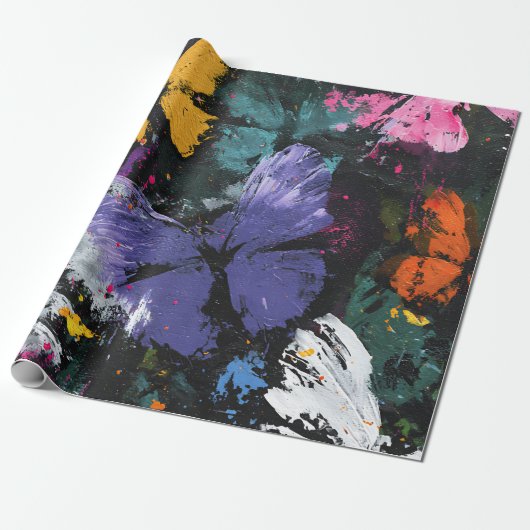 Levendige Abstracte Vlinder Vlucht (7) Cadeaupapier (Uitgerold)