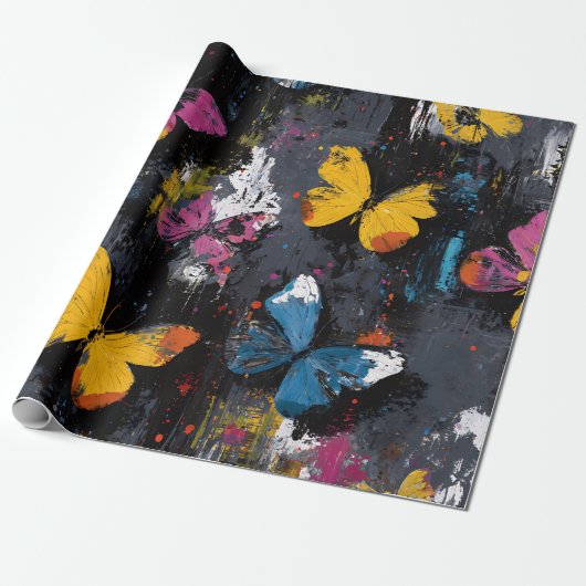 Levendige Abstracte Vlinder Vlucht (8) Cadeaupapier (Uitgerold)