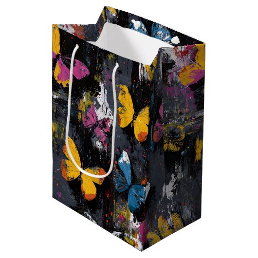 Levendige Abstracte Vlinder Vlucht (8) Medium Cadeauzakje (Voorkant Gekanteld)