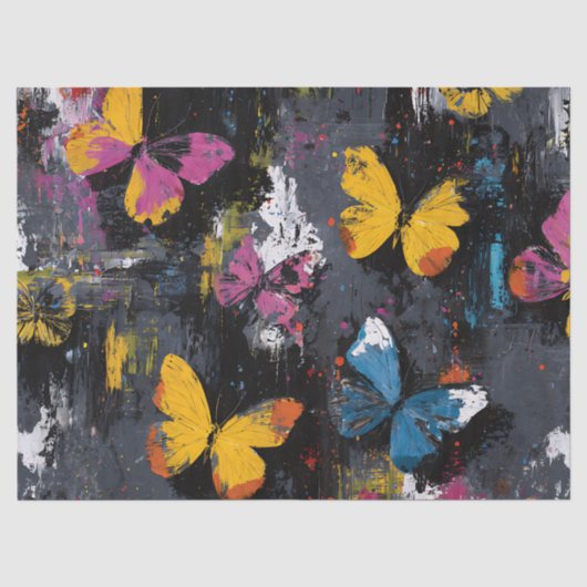 Levendige Abstracte Vlinder Vlucht (8) Tissuepapier (Voorkant)