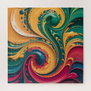 Levendige Abstracte Vloeibare Draaikunst Legpuzzel