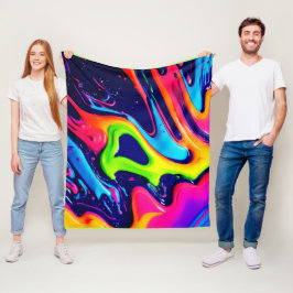Levendige Abstracte Vloeibare Spatten Fleece Deken