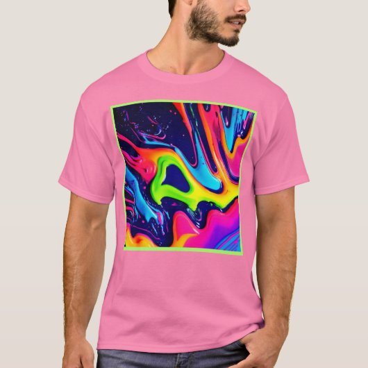 Levendige Abstracte Vloeibare Spatten T-shirt (Voorkant)