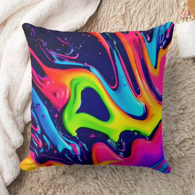 Levendige Abstracte vloeistofspatten Kussen (Deken)