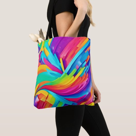 Levendige Abstracte vormen kunst Tote Bag (Dichtbij)