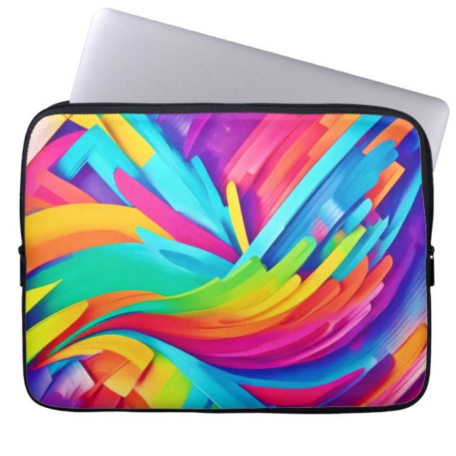 Levendige Abstracte Vormgeving Kunst Laptop Sleeve (Voorkant)