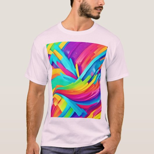 Levendige Abstracte Vormgeving Kunst T-shirt (Voorkant)