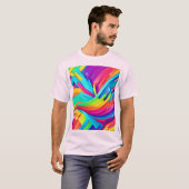 Levendige Abstracte Vormgeving Kunst T-shirt (Voorkant volledig)
