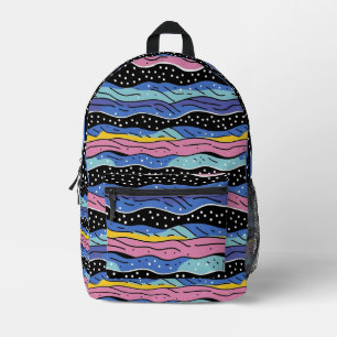 Levendige Abstracte Wavy lijnen met Polka Dots Bedrukte Rugzak