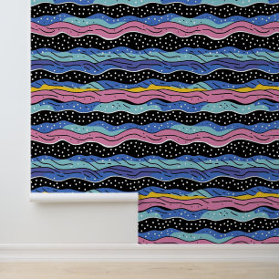 Levendige Abstracte Wavy lijnen met Polka Dots Behang