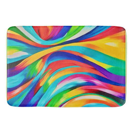 Levendige Abstracte wervelende kleurenkunst Badmat (Voorkant)