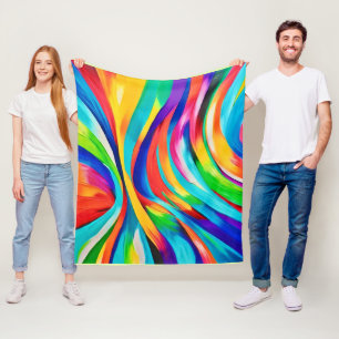 Levendige Abstracte wervelende kleurenkunst Fleece Deken
