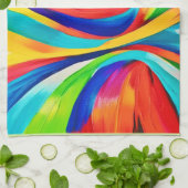 Levendige Abstracte wervelende kleurenkunst Theedoek (Gevouwen)