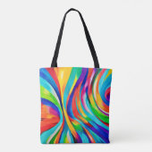 Levendige Abstracte wervelende kleurenkunst Tote Bag (Achterkant)