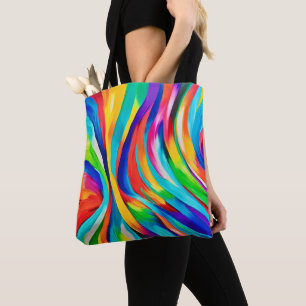 Levendige Abstracte wervelende kleurenkunst Tote Bag