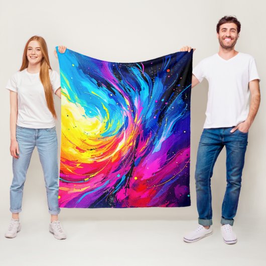 Levendige Abstracte werveling Fleece Deken (In situ)