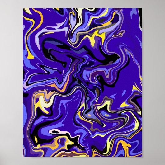 Levendige Abstracte werveling met Paarse, gele en  Poster (Voorkant)
