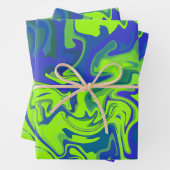 Levendige Abstracte wervelingen in groen en blauw Inpakpapier Vel (In situ)